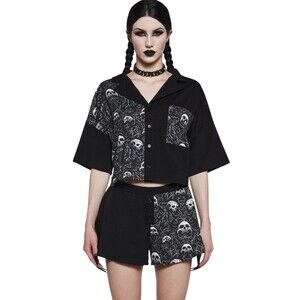 Dolls Kill The Grave Girls Witchy Grunge Skulls Whimsey Goth Crop Top Emo Goth M
